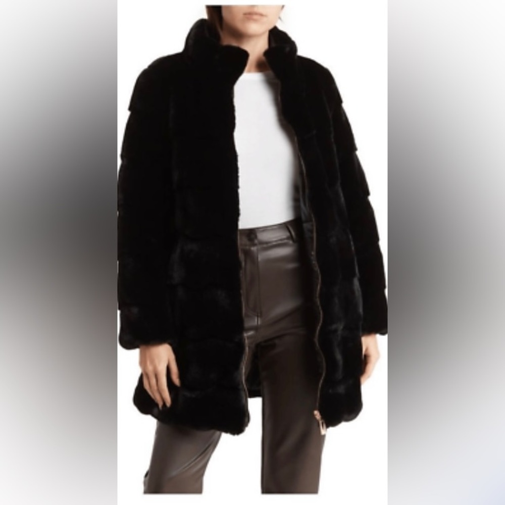 Via Spiga REVERSIBLE FAUX FUR Black Coat